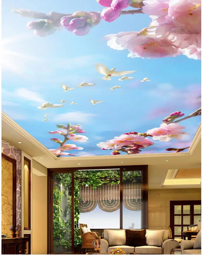 

Custom 3d mural wallpaper Beautiful peach sky ceiling Landscape wallpaper murals ceilings Home Decoration