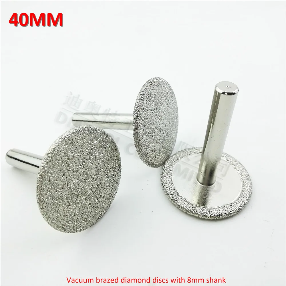 

DIATOOL 3pcs Dia40mm Vacuum brazed diamond discs with 8mm shank diamond disc for cutting grinding and engraving