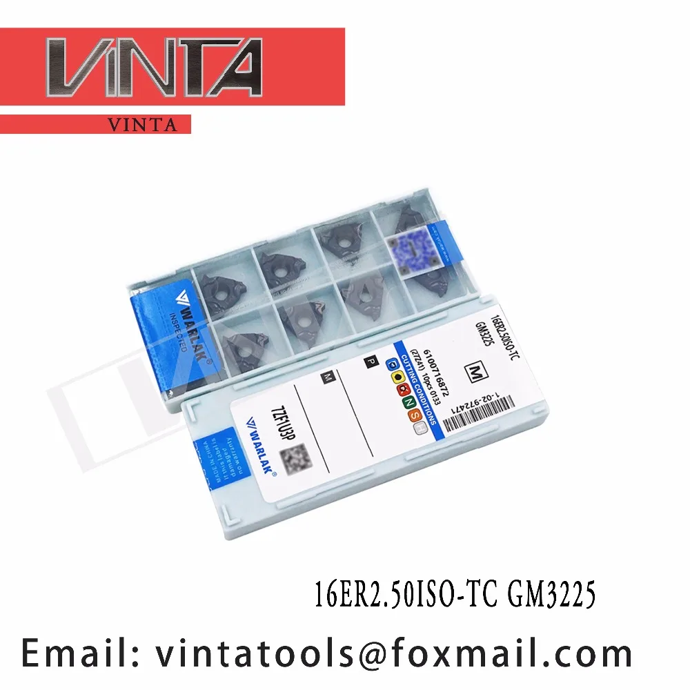 

Высококачественные карбидные Токарные вставки с ЧПУ 10 шт./лот 16ER2.50ISO-TC GM3225