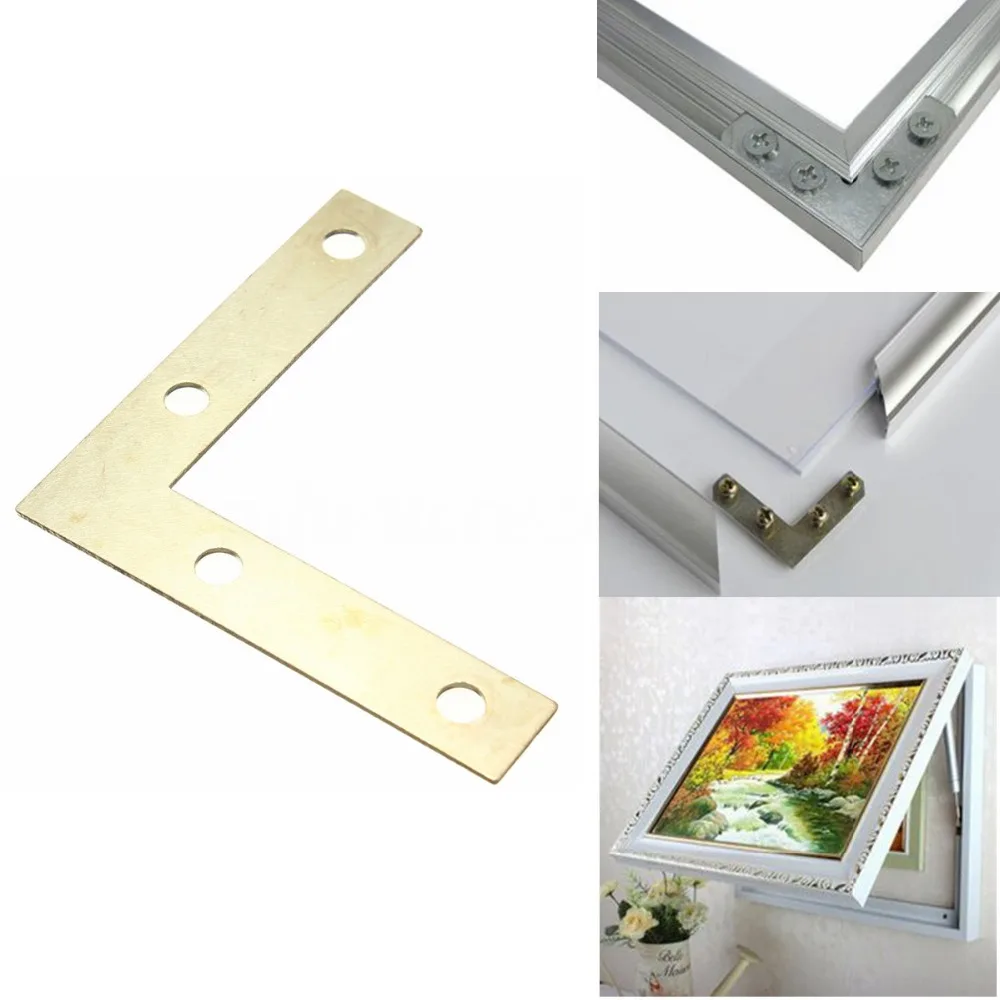 Brand New 100PCS/LOT 51*51*10mm Gold Flat Corner Right 90 Degree Angle Bracket Repair Plate Fixing Brace