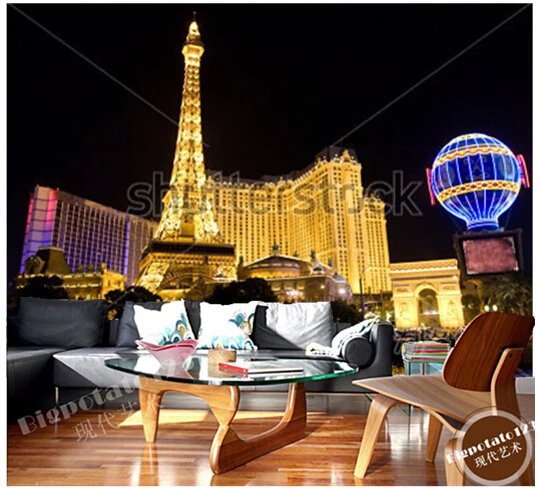 

Custom photo wallpaper, Las Vegas Strip at night large mural vinyl wallpaper Papel de parede for the living room TV wall