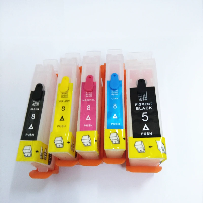 Vilaxh refillable pgi-5 cli-8 ink cartridge for canon Pixma MP500 MP530 MP600 MP610 iP4200 iP4300 iP4500 iP5200 with chip
