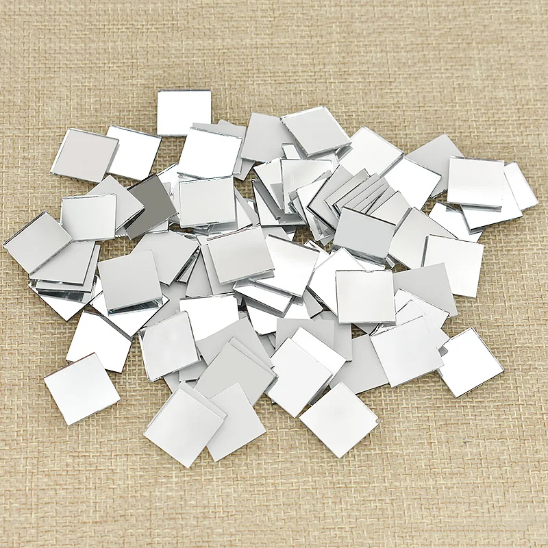 100 Stück Glasspiegel-Mosaik, kleine quadratische Fliesen, Bulk, DIY-Bastelbedarf, Dekoration, Kunstwerk, handgefertigte Materialien
