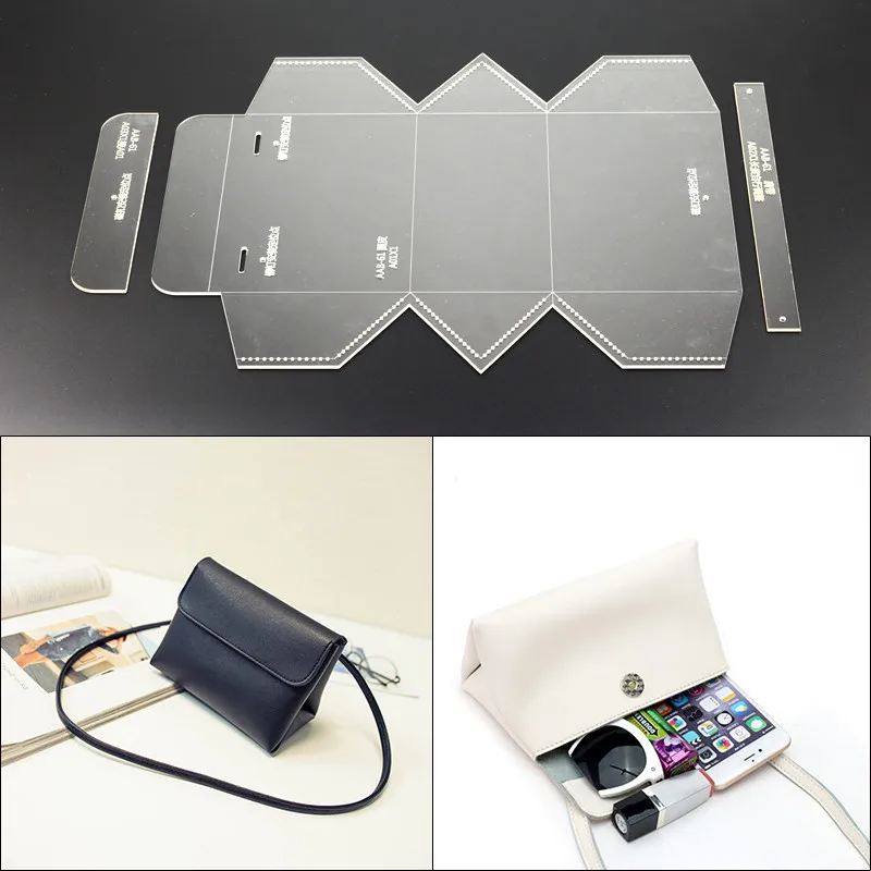 DIY Acrylic Pattern Cutting Template Set for Women's Leathercraft - Design Model for Messenger Bags Clutches Crossbody Bags PMMA