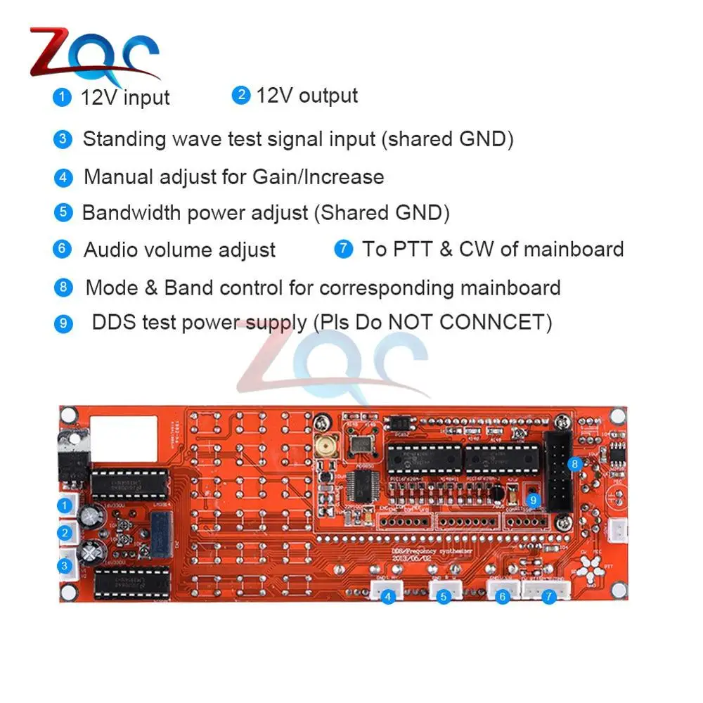 0-55MHz AD9850 DDS Signal Generator Shortwave radio frequency Wave band for HAM Radio Transceiver Module 12V