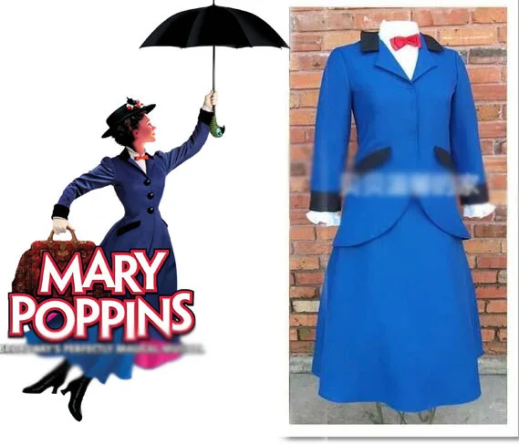 

Платье Custimzied Mary Poppins, синий костюм для косплея Mary Poppins, комплект