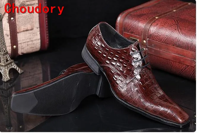 Choudory – chaussures habillées d'été pour hommes, blanches et noires, faites à la main, en peau de crocodile d'italie, mocassins à pointes bleues, pour bal et mariage