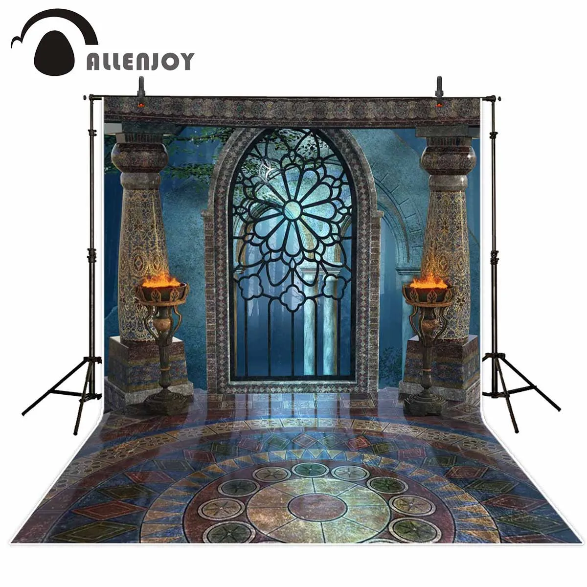 Allenjoy Photophone Background Photography Studio Fantasy Halloween Magic Window Fire Basin Fairy Tale Backdrop Palace Photocall