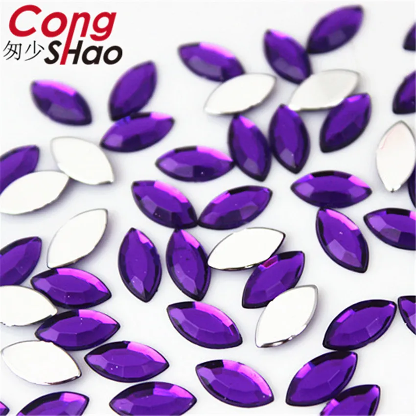 Cong Shao 100pcs 5*10mm Colorful flatback Horse Eye stones and crystals Acrylic Rhinestones trim Phone costume Decoration ZZ722