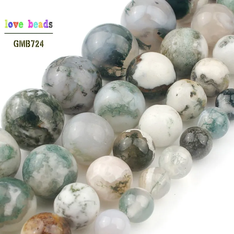 4/6/8/10/12mm Wholesale Tree Agates Loose Beads for Jewelry Making Natural Stone Diy Bracelet 15