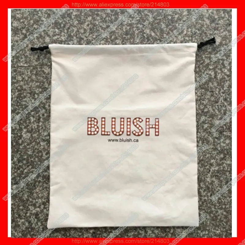 (300pcs/lot) size 17x24cm 100% natural eco friendly organic cotton  drawstring bag logo custom