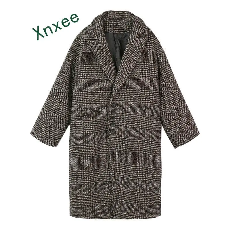 

Xnxee 2019 Spring Autumn Women Wool Coat New Fashion Long Blazers Jackets Single Breasted Female Winter Woolen Coat