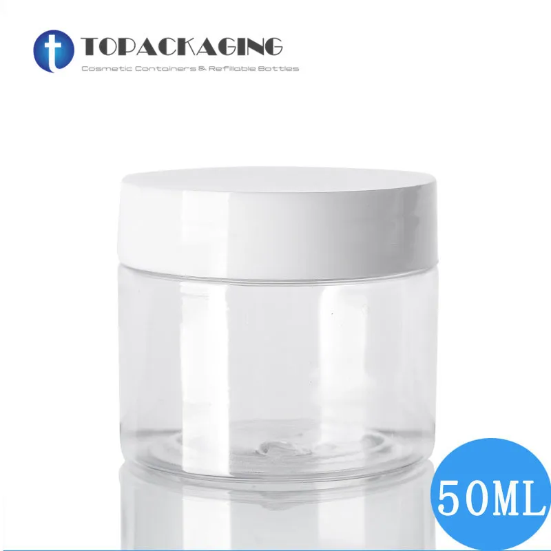 

30PCS*50g Cream Jar Clear Plastic Cosmetic Container With Screw Cap Can Empty Makeup Refillable Packing Pot Box Mask Canister