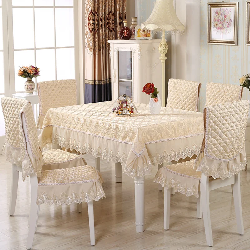 Elegant 13 pcs/set Rectangular Table Cloth Set with Chair Covers Tablecloth for Wedding Decoration Lace Table Cover Tablecloths image 3