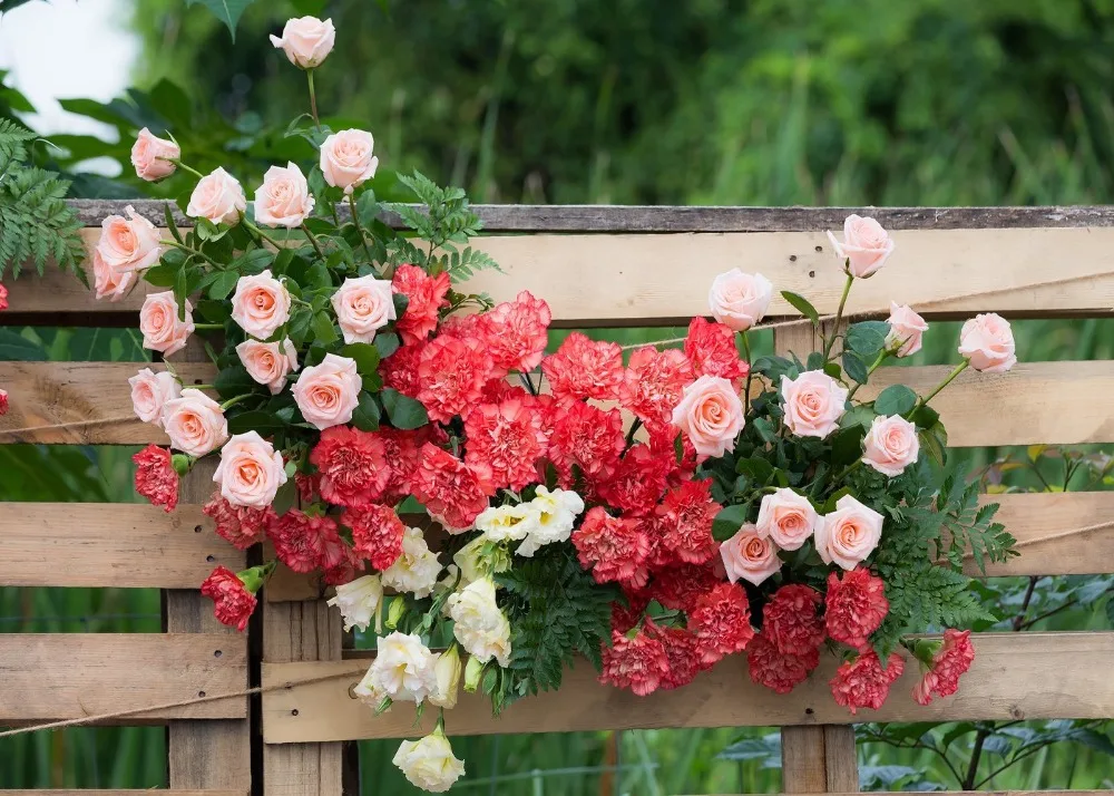 Capisco photography backdrop spring garden fence flower grass plant background photocall photographic photo studio