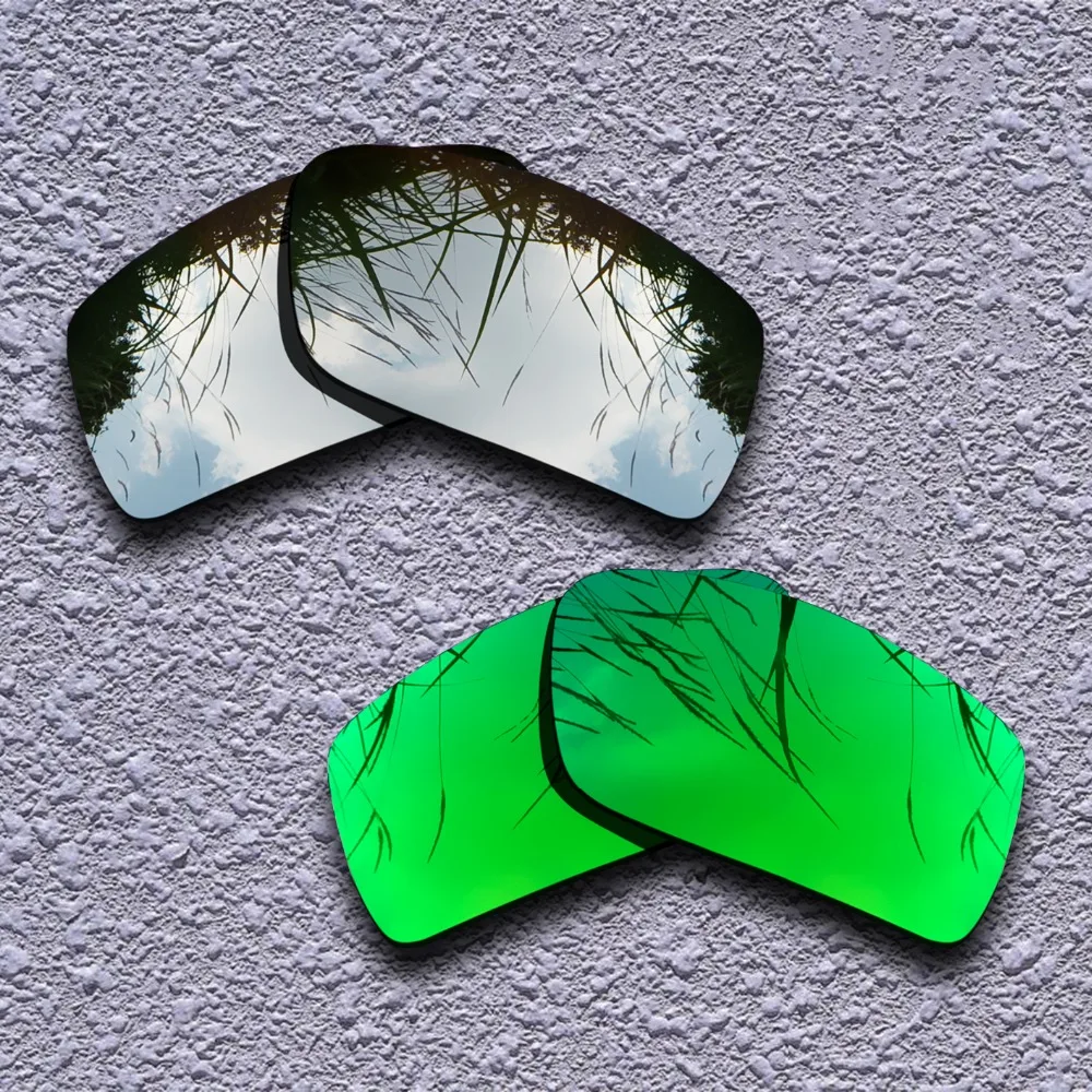 Silver Titanium & Emerald Green Polarized Replacement Lenses for Oakley Gascan Sunglasses Anti-Scratch