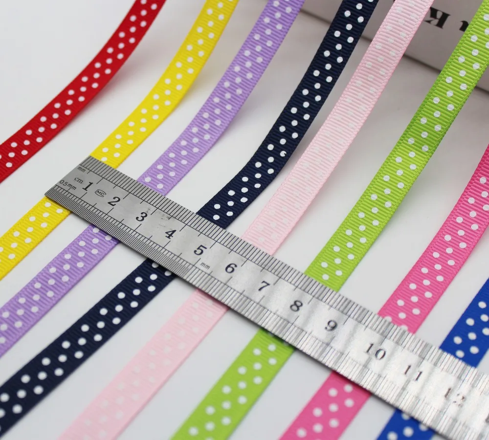 Largest Collection 3/8 inch (9MM /10mm /1cm) 30colors Polka Dots Printed Grosgrain Ribbons ECO-Friendly For DIY Girls Hairbows