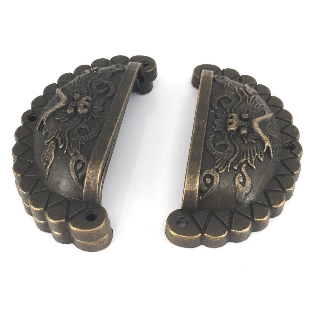 

10PCS Antique Bronze Dragon Shell Drawer Pulls Dresser Furniture Handles Chinese Cabinet Hardware with Screws