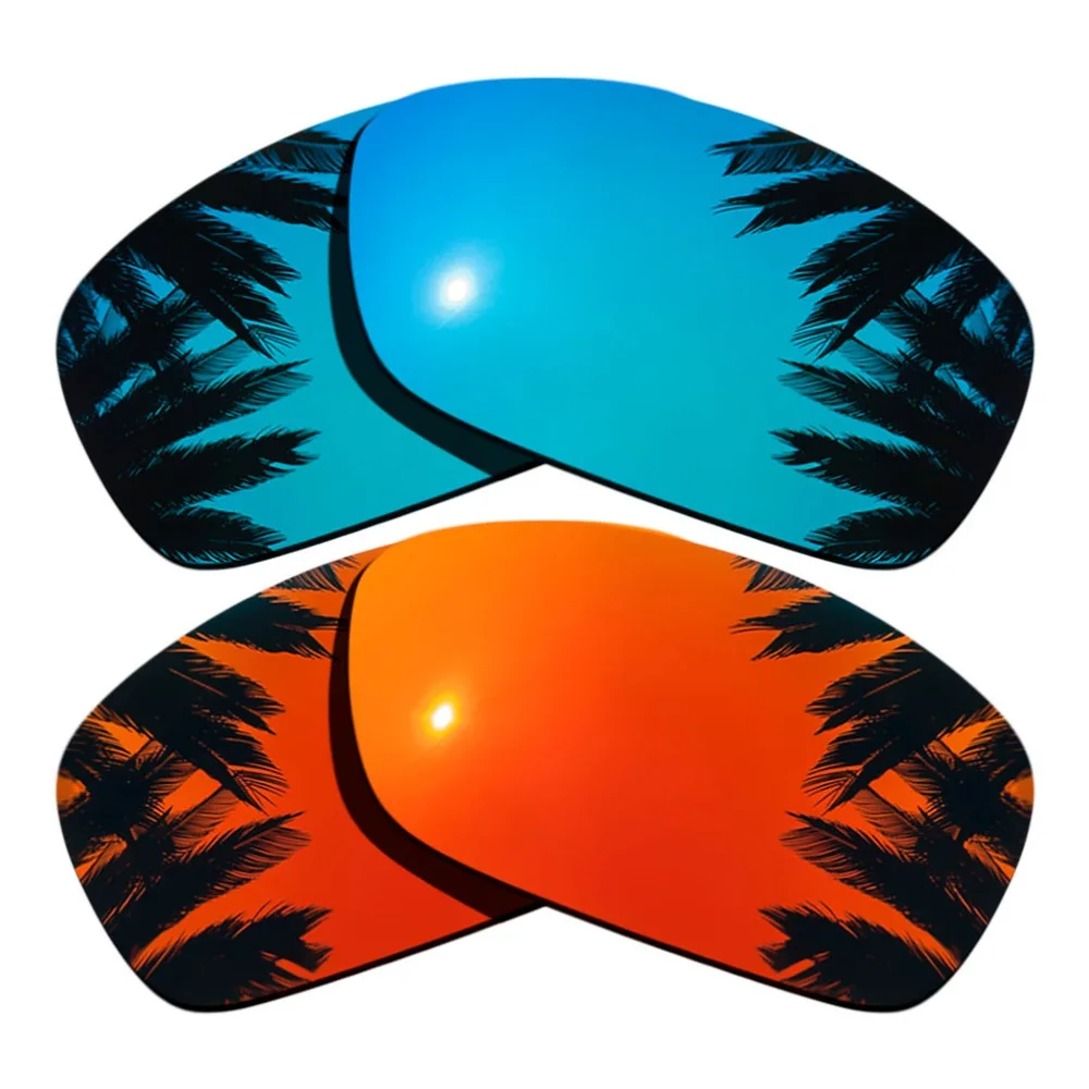 

(Ice Blue Mirrored+Orange Red Mirrored Coating) 2-Pairs Polarized Replacement Lenses for Hijinx 100% UVA & UVB Protection