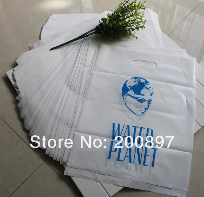 Personal print plastic bag punch handle bag for clothes or cosmetics white or black gift bag single color logo 500pcs min order