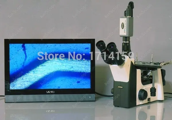 Industrial Inspection-AmScope Supplies 50X-500X Inverted Trinocular Metallurgical Microscope + VGA Camera