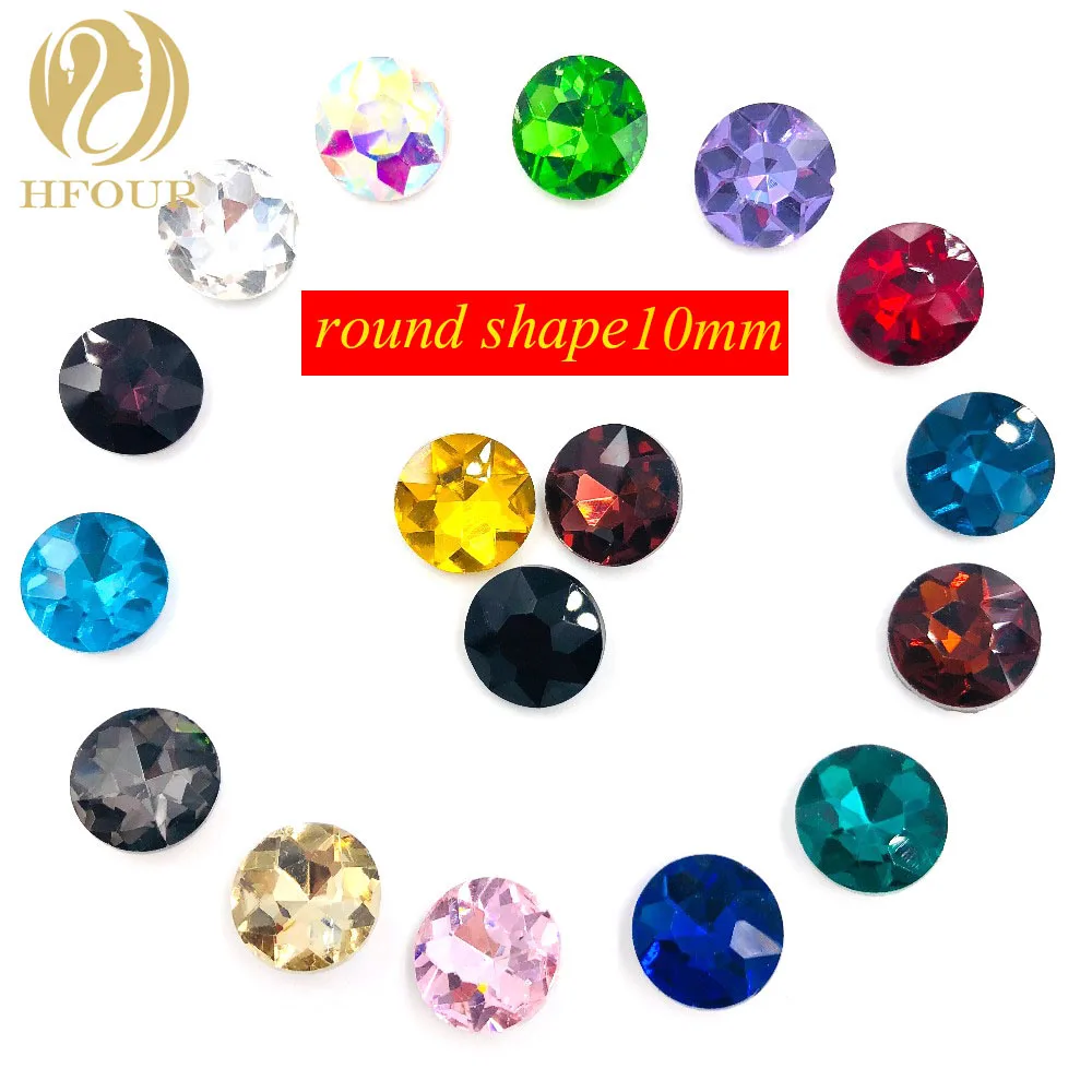 Hot sale 10mm 50pcs/pack Crystal glass round shape Gemstone Flower pointback rhinestones nail art/DIY clothing/accessories