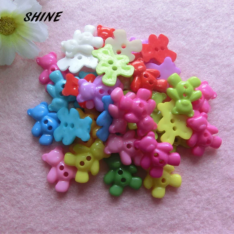 Plastic Sewing Buttons Scrapbooking Bear Mixed Two Holes Cartoon 20 x 18mm 50 PCs Costura Botones Decorate bottoni botoes