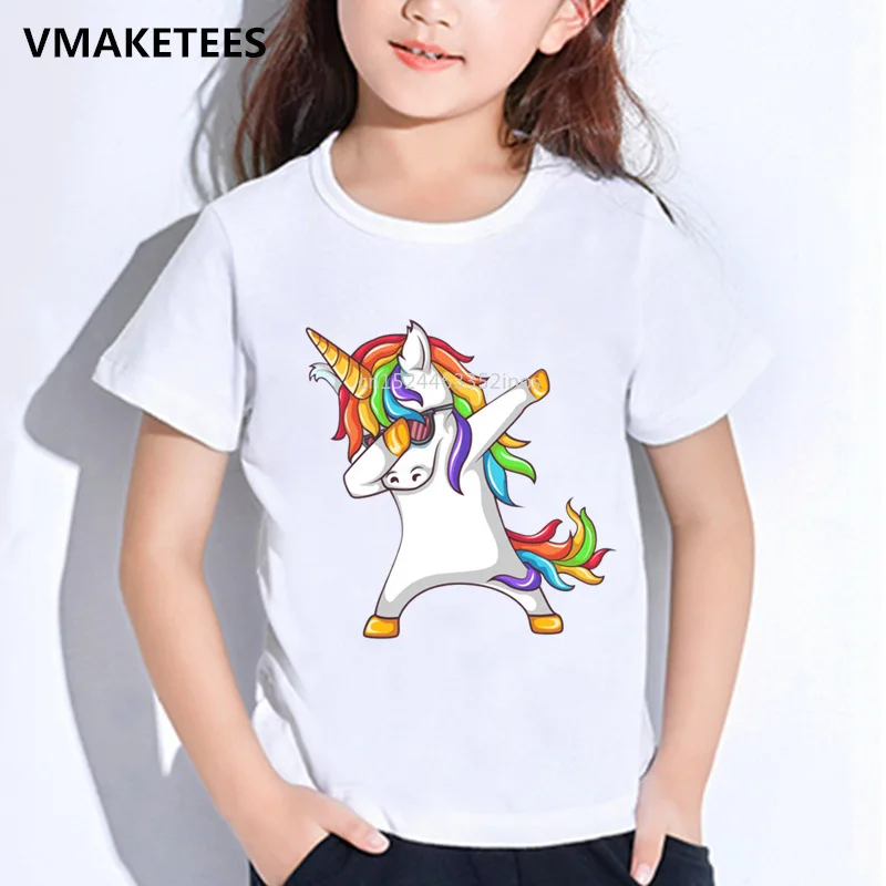 

Kids Summer Girls & Boys T shirt Harajuku Dabbing Unicorn Cartoon Printed Children's T-shirt Casual Funny Baby Clothes,HKP2197