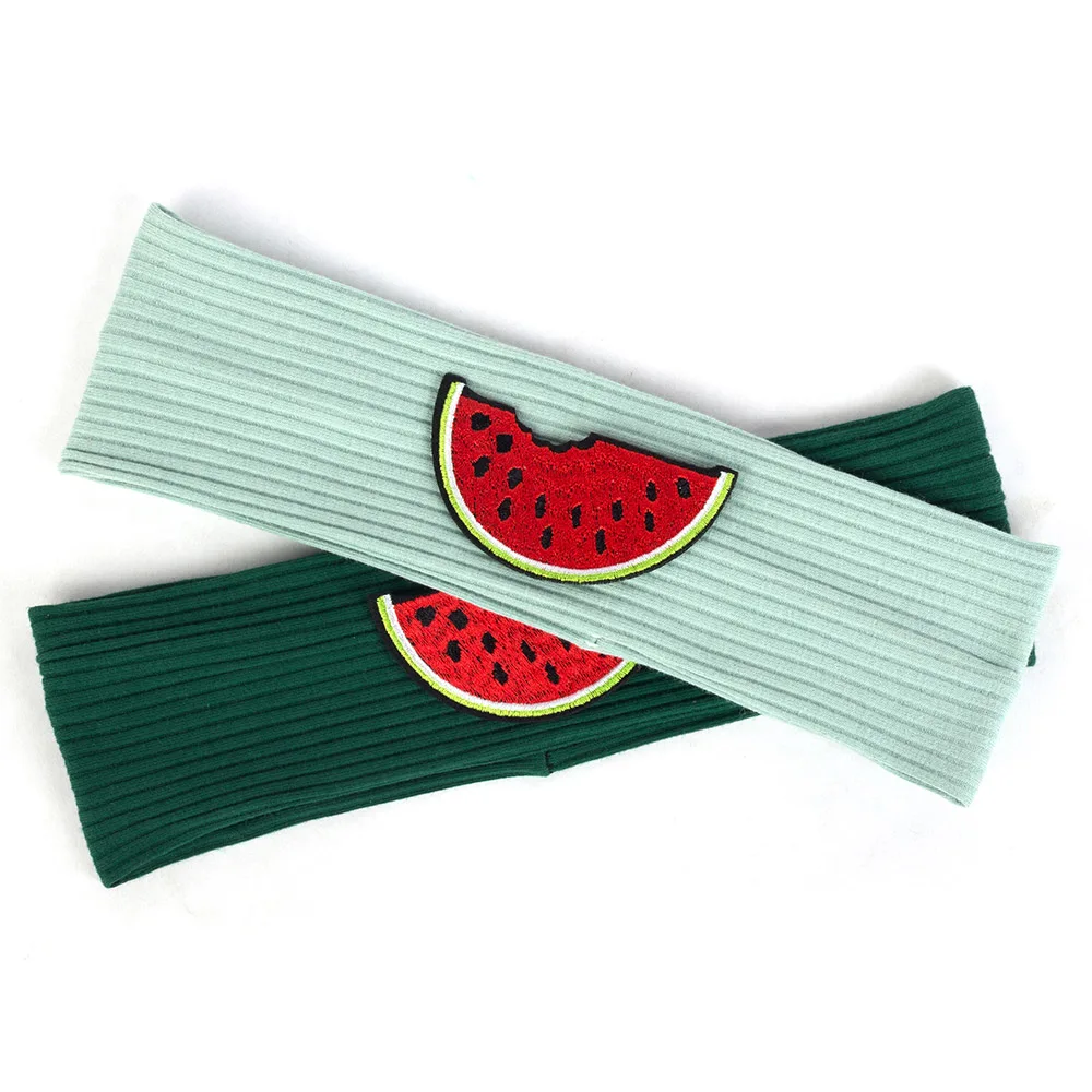 Geebro Child Watermelon Patch Elastic Solid Cotton Ribbed Sports Headbands Cute Baby Girls Boys Turbans Headwear Hair Accessorie