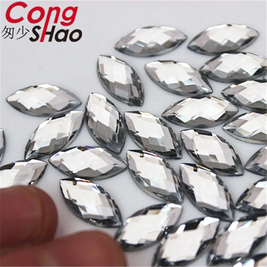 Cong Shao 300PCS 7*15mm Colorful Horse Eye Flatback Acrylic Rhinestone Trim Stones And Crystals DIY Decoration Accessories CS686