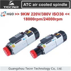 HQD Automatic Tool Change spindle 9KW 220V 380V ATC air cooled spindle motor for woodworking cnc router GDL70-24Z/9.0