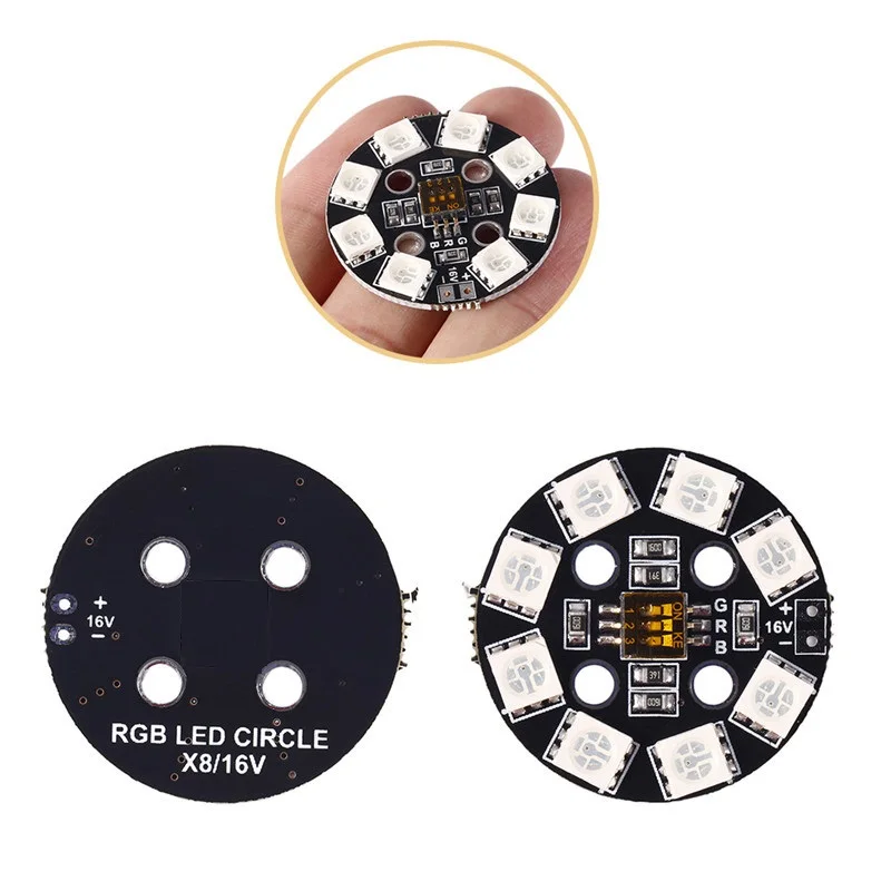 Light Weight RGB LED Circle Board 7-colors X8 16V For FPV RC Multi-Rotor Racing Drone