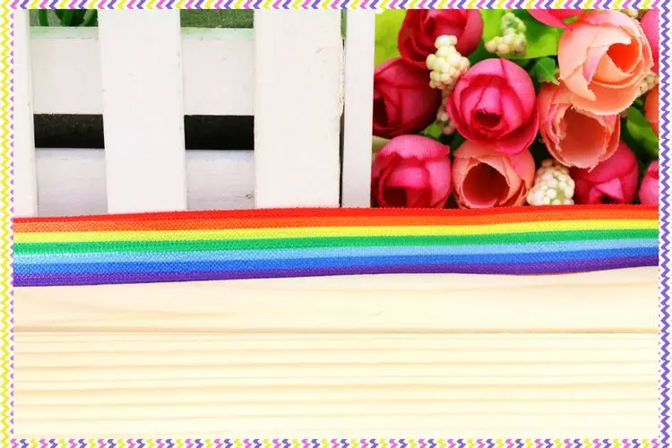 5/8 inch  Elastic FOE rainbow printed headband headwear diy hair band wholesale OEM H3710