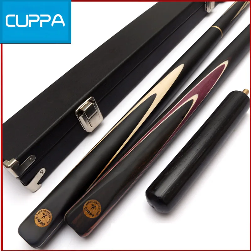 

High Quality Cuppa 3/4 Snooker Cues Stick Billiard 9.8mm/11.5mm Tip With Snooker Cue Case Set Ebony Handle China 2016