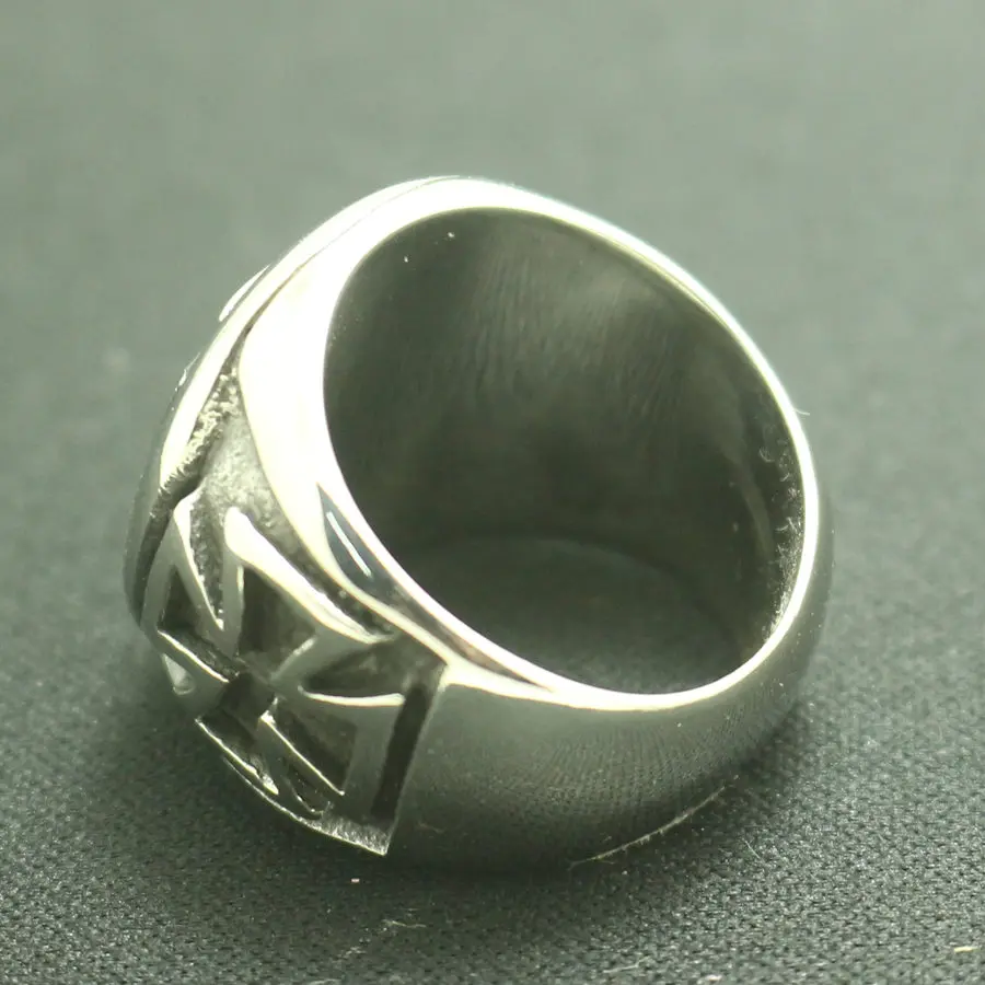 Size 7 To Size 15 Mens Boys 316L Stainless Steel Classic Biker Cross Ring