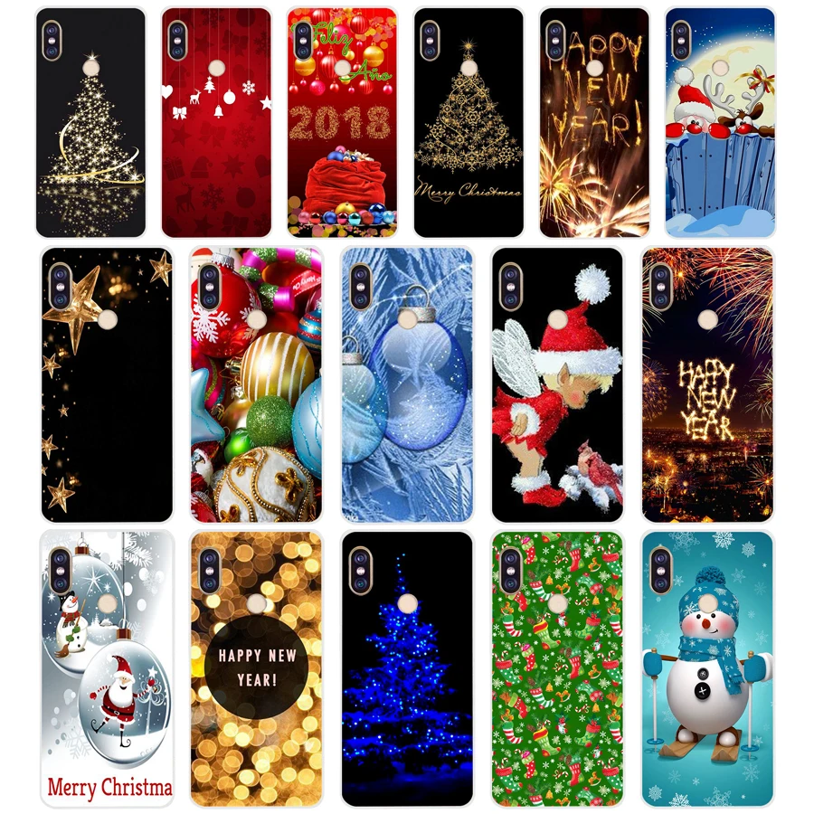 96SD New Year Snowman Colorful Merry Christmas  Soft Silicone Tpu Cover phone Case for xiaomi redmi 5A 5Plus note 5 5A Pro mi 6