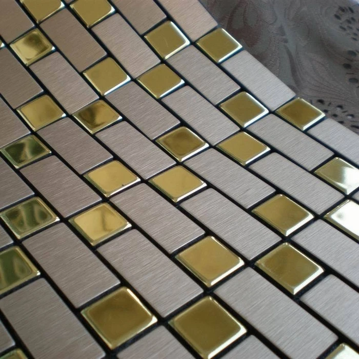 silver mixed golden color, strip self adhesive Aluminum composite panel  bathroom tiles, home improvement