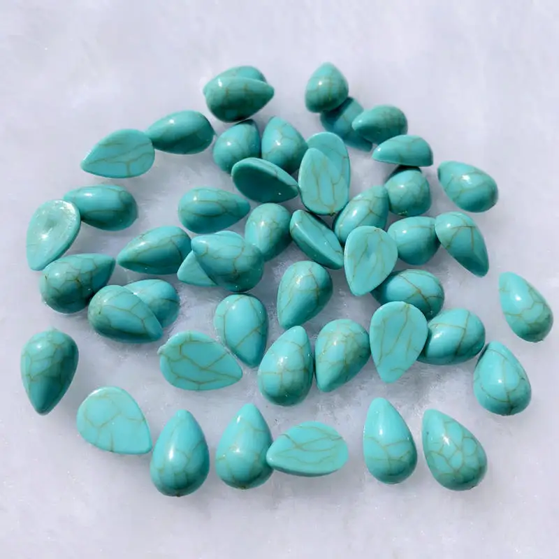 60pcs 8*12mm Tear drop Shape Vintage Turquoise Rhinestones Resin Stick On Rhinestones Stone For Wedding Dress -S434