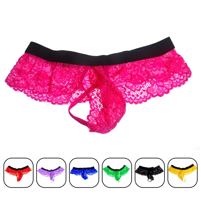 

Sissy Gay Underwear Men Lingerie Jockstrap Lace Thongs Bulge Pouch G-string Tanga Hombre Sexy Men Sissy Panties