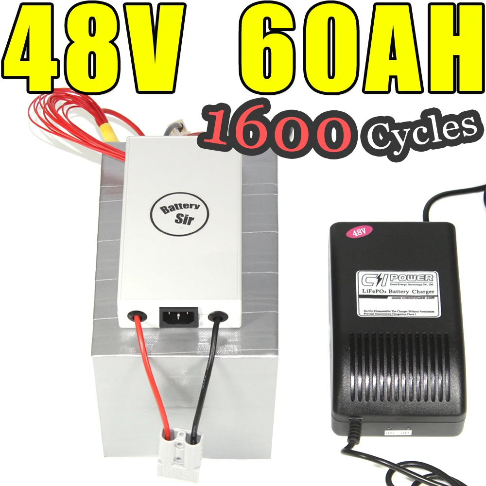 48v 60ah lifepo4 battery for electric bicycle battery pack scooter ebike 3000w