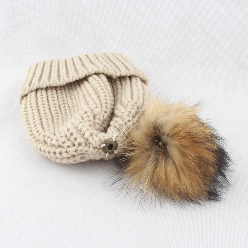 Conjunto de gorro y bufanda de punto de algodón para niños y niñas, conjunto de gorro y bufanda con pompón de piel Real para invierno, de 3 a 10 años