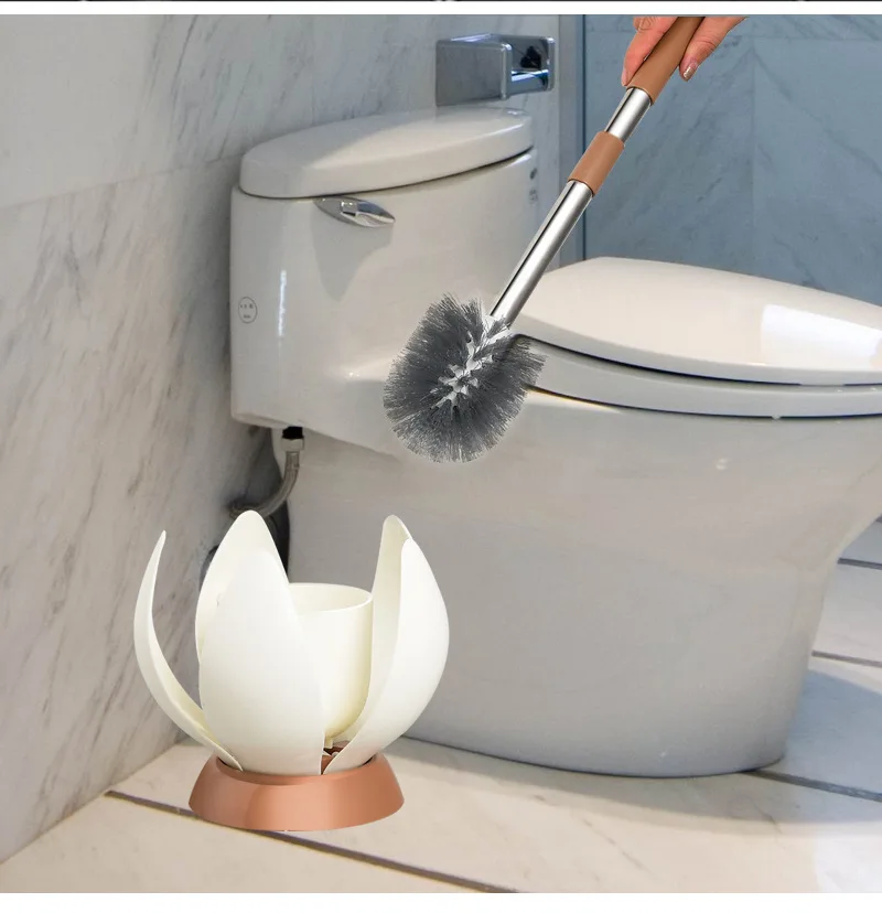 1SET Cute Self-closing Toilet Brush Holder Set Bathroom Cleaning Kit Cleaner Household Toilet Cleaning Brushes QA 008