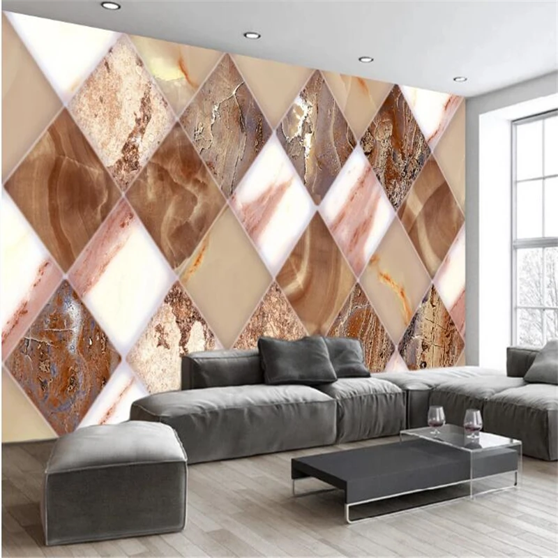 wellyu  wall papers home decor Custom wallpaper HD three-dimensional diamond-shaped marble wall papel parede papel mural