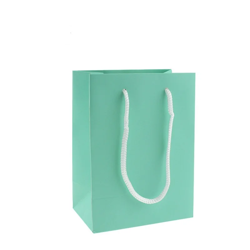 10Pcs Kraft Paper Bag With Handles Elegant Turquoise Packaging Bags For Wedding Birthday Party Jewelry Paper Bags Small Business