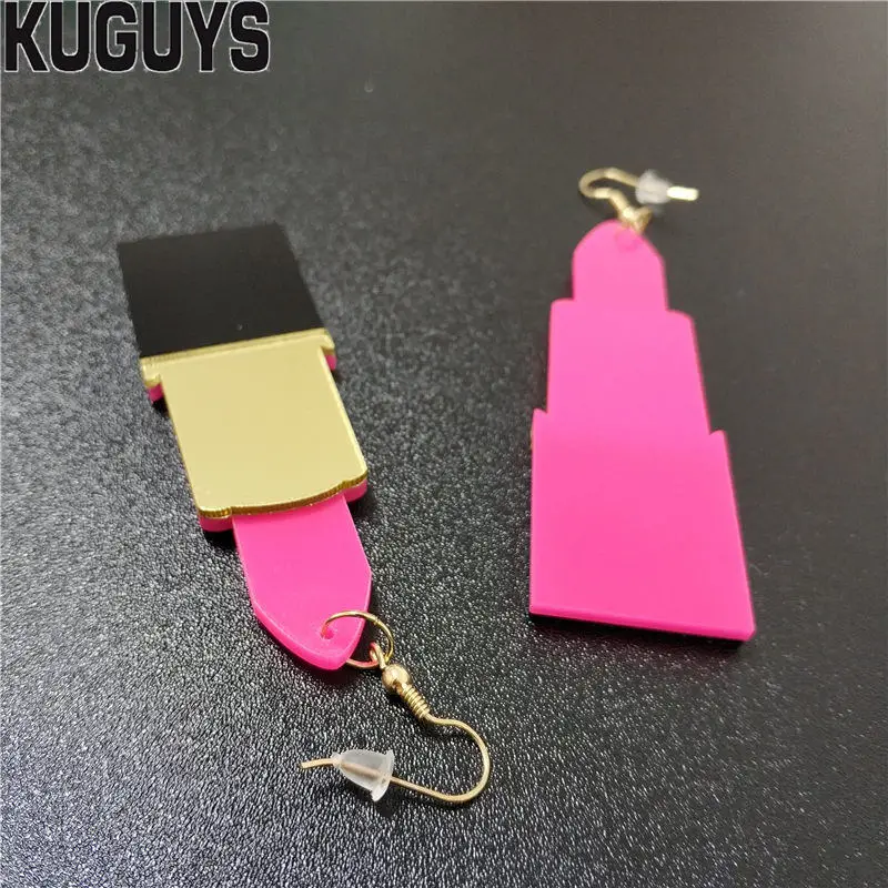 KUGUYS Fashion Jewelry Sets Acrylic HipHop Large Pendant Necklace For Women Lipstick Long Earrings