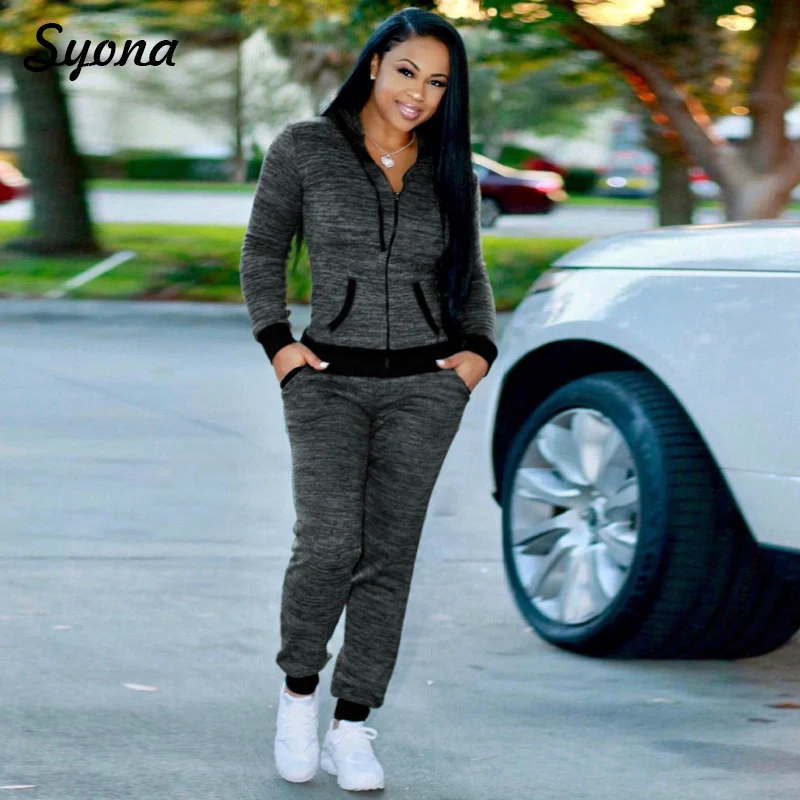 طقم بدلة رياضية نسائية بغطاء رأس من قطعتين ، جاكيت بسحاب ، بنطلون رياضي ، بدلة بنطال طويل ، ملابس رياضية نسائية ، ملابس صالة ، ملابس نسائية #2