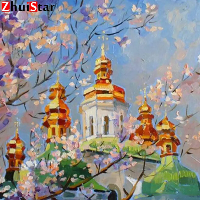 

Zhui Star 5D DIY Full Square Drill temple Diamond Painting 3d Mosaic Diamant Embroidery Decoration lwr