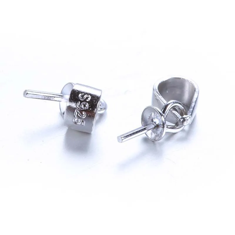 4pcs Genuine Real Pure Solid 925 Sterling Plain Silver Bead Cap Connectors For Pendants Base Cap Jewelry Findings Wholesale
