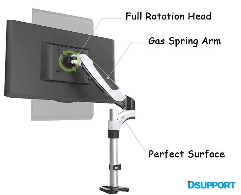 

Gas Spring Full Motion Desktop Clamping TV Mount Flexible 15-27" LCD LED Monitor Holder Arm Loading 0-8kgs