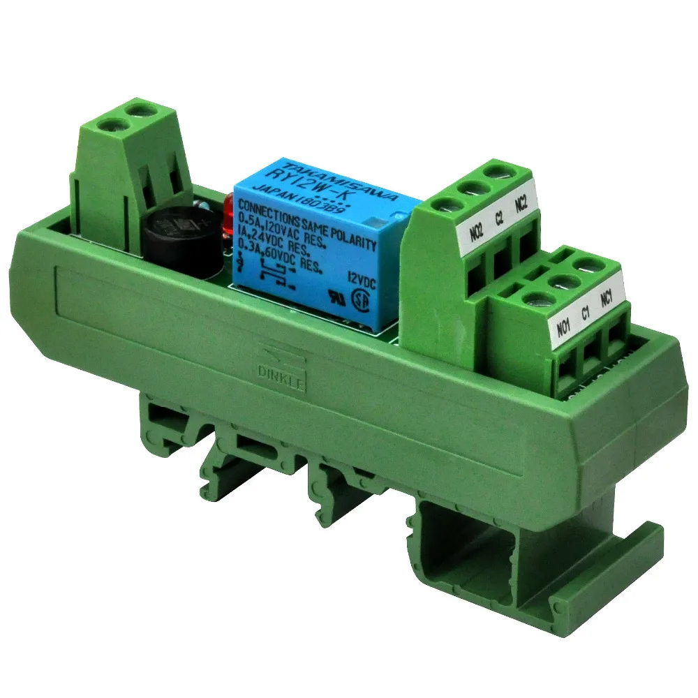 

Electronics-Salon AC/DC 12V Slim DIN Rail Mount DPDT Signal Relay Interface Module, RY12W-K.